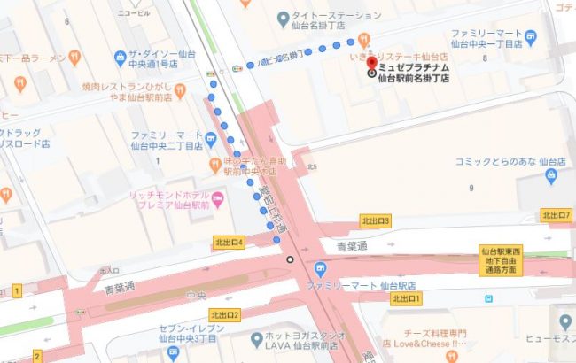 JRあおば通駅3番出口からのアクセス【徒歩3分】