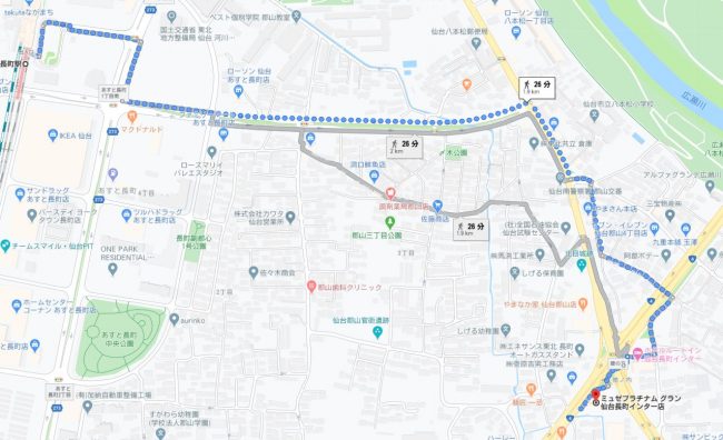 JR東北本線 長町駅からのアクセス【徒歩20分】